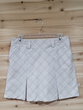 Maggie Lane White Skort With Pink And Grey Checked Lines